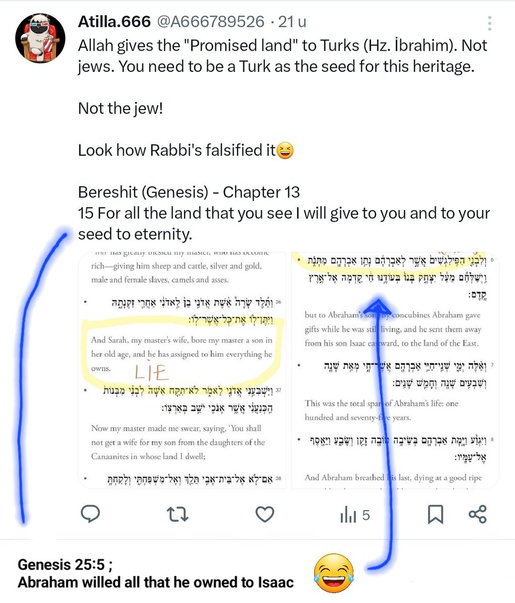 Atilla_369's tweet photo. @Bushra1Shaikh God never chose a Jew Folk.
God never gave the Promised Land to a Jew Folk.
A Jew Folk is not in the covenant.

These are all facts. https://t.co/r1wHi0r7H5