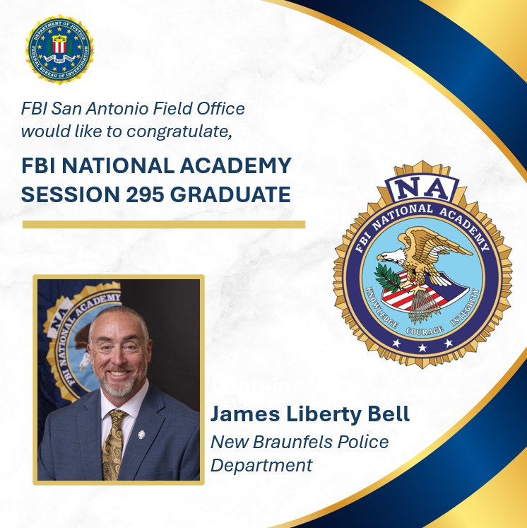 FBISanAntonio's tweet photo. #FBISanAntonio would like to congratulate the latest National Academy Graduates from class 298. Congratulations on this achievement and thank you for your continued partnership! 
@SATXPolice, #NewBraunfelsPoliceDepartment, @BexarCoSheriff, @Leander_Police https://t.co/znjIFJpSex