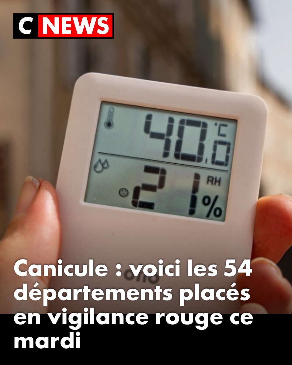 CNEWS's tweet photo. 🌡️ Plus de la moitié de la France sera concernée https://t.co/1jl1hDP5CX https://t.co/8vLwUPImit