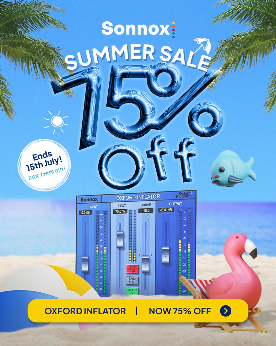sonnoxplugins's tweet photo. Oxford Inflator’s summer sale price is a game changer! 🛍️ A "secret weapon" plugin that brings vibrancy to any mix.

Grab yours and elevate your sound: https://t.co/LCK5fmWqZH. https://t.co/bxScCTBSTy