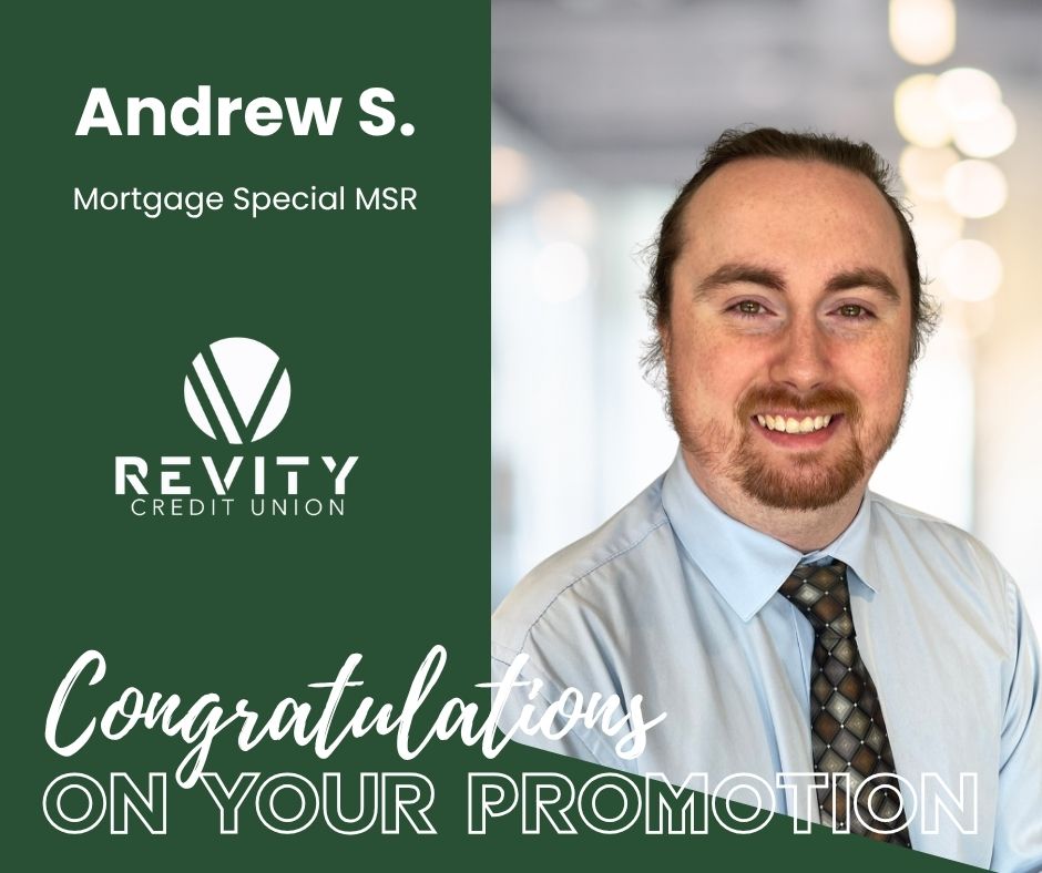 Revity_CU's tweet photo. Please join us in congratulating Andrew S. on his promotion! 🎉
Andrew will be joining our Mortgage Team as a Special MSR serving the O’Fallon area. We’re proud to see him take this next step with Revity! 

Congratulations, Andrew! https://t.co/tGqLThqnfj