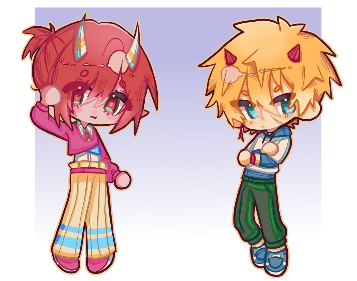 GamisArt's tweet photo. Chibis from my old universe i did!!
Terukane and Mitsukou were the only one who got there but i could try design more
for now i was trying to get rid of my artblock 

#Tbhk #Mitsukou #Terukane https://t.co/YARNtoEbL0