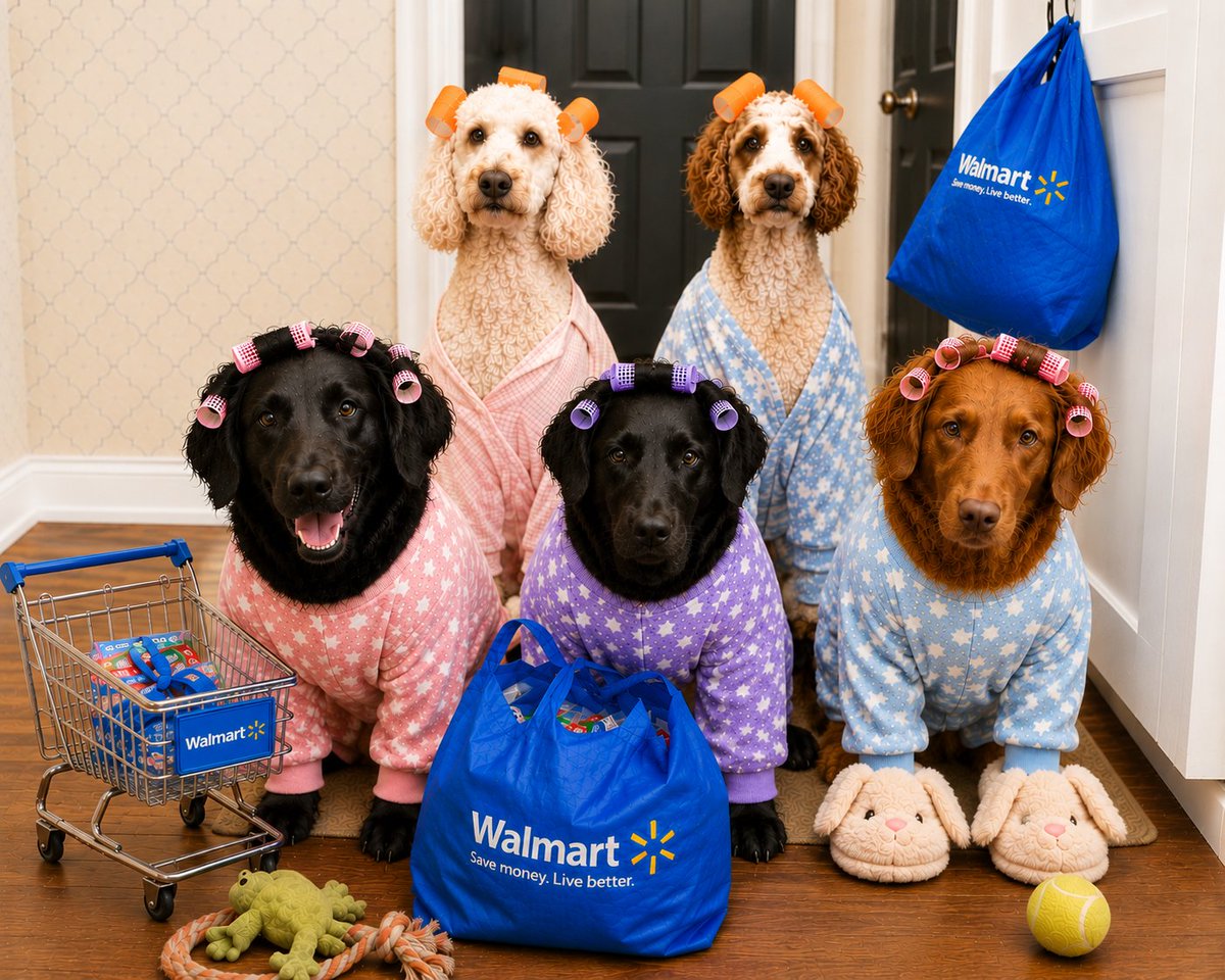 flatcoatsx3's tweet photo. We's are going shopping! 
Nessa, @DoodleNessa we's will miss you more than we can say. But pictures be worth a thousand words. With tears in our eyes and heavy hearts, and gratitude for the laughter and love, we honour you. ❤️🌈💔🐾❤️🌈💔🐾
#CurlersAndPJs
#NessaDoodle https://t.co/uZ5nKVkiY2