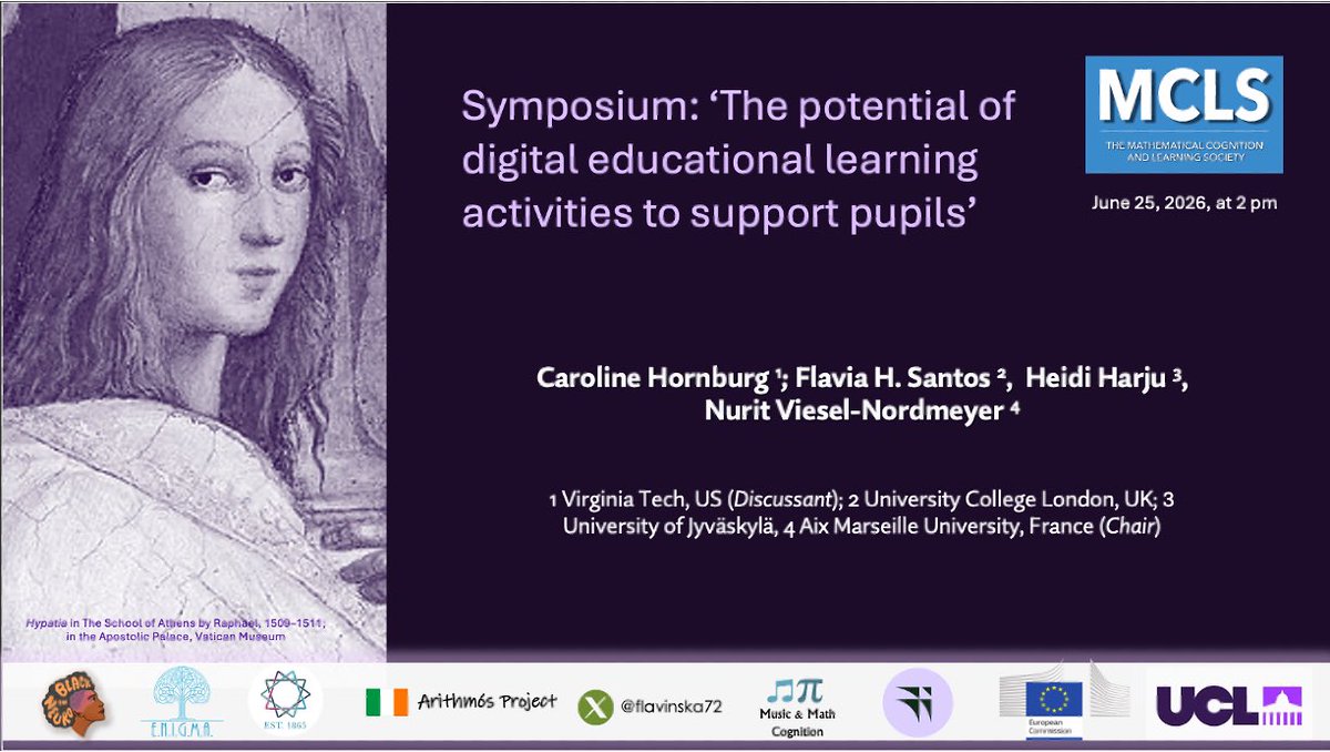 flavinska72's tweet photo. Hello #MCLS2026 ! 🇮🇹

June 25 at 2 pm, Room T3- CLA

Symposium: The potential of digital educational learning activities to support pupils’ learning processes of different math skills in classrooms"

@UCL_IOE_PHD @mathcogsociety 
#neuroscience #cogsci #edtech #devpsy #dyscalculia https://t.co/k76BL9Pg6S