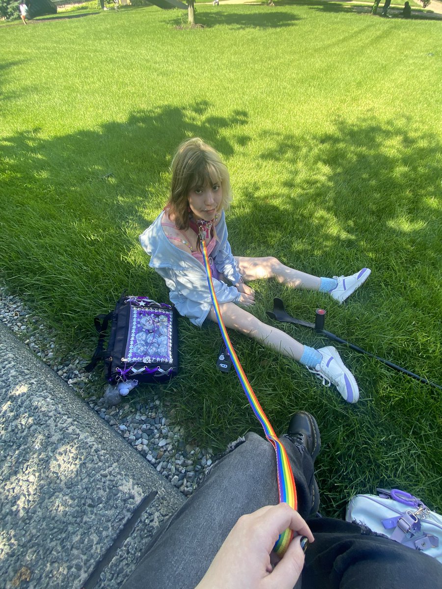 grayeshblue's tweet photo. brought my weird dog to pride https://t.co/7FWteKYzAL