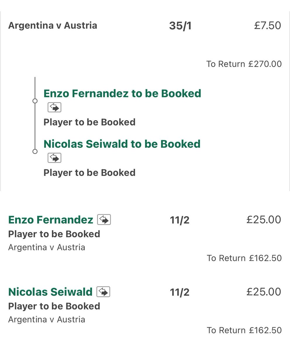 A6788C's tweet photo. Mixed double funnn on the Argentines

Ref is one of the worst ever but could see him losing control hopefully Argentina loveeee 🟨🟥

Don’t copy my stakes troops for anyone new around here bet what your comfortable with losing! 

We do alright but refs been shocking lately and some bad picks let’s bounce back🤝