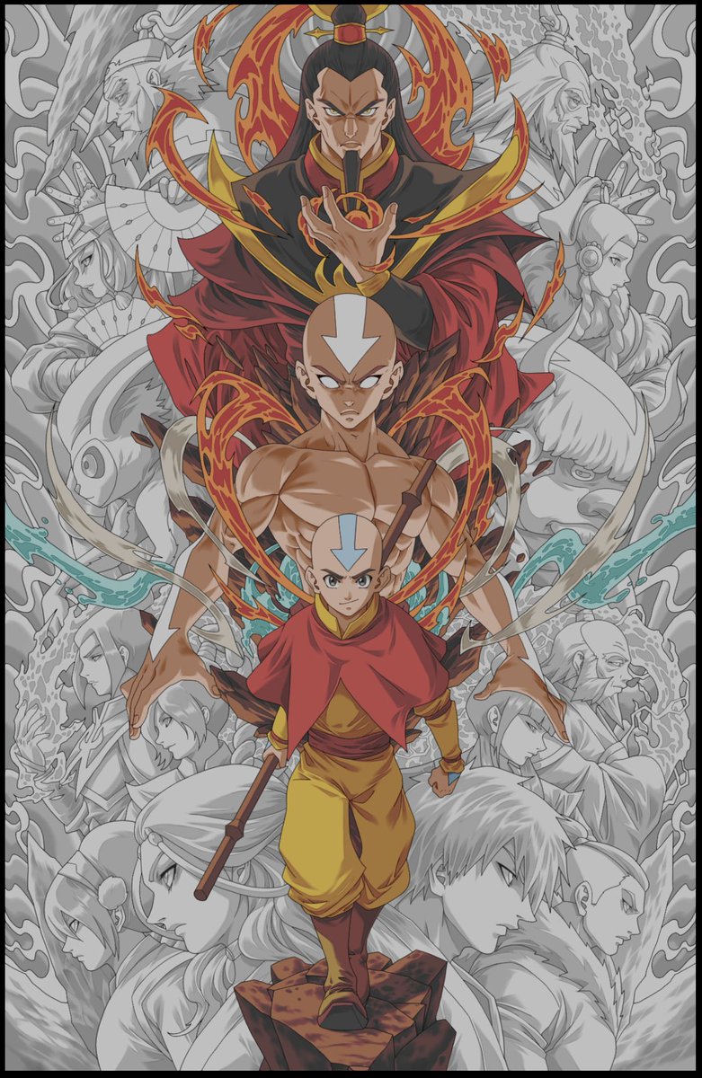 wizyakuza_art's tweet photo. Day 7 of hand-drawing this insanely epic Avatar the Last Airbender collage poster! 🔥🌊🌎💨

#ATLA #Avatar #AvatarTheLastAirbender #Aang #Toph #Sokka #Zuko #Iroh #Anime #Manga #Artist #Wizyakuza https://t.co/Y1ZrAo0K6a