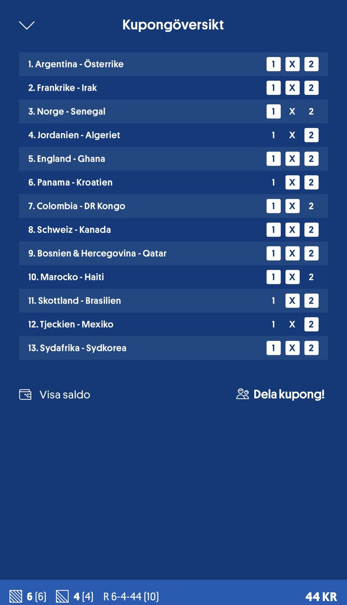AlmerLjutika's tweet photo. Förslag till VM-tipset. Lycka till.
#Fotboll #VMtipset https://t.co/FGTRl4DRJ2