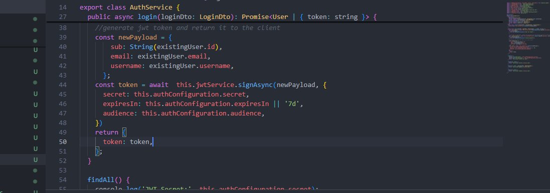 EdwinLongjohn's tweet photo. I've been able to create a json token using the jwtService from the installed jwt package, it just requires a payload and some optional config options. This was done and also i used the jwt website to decode my payloads it was fun. https://t.co/XmFolcCzim