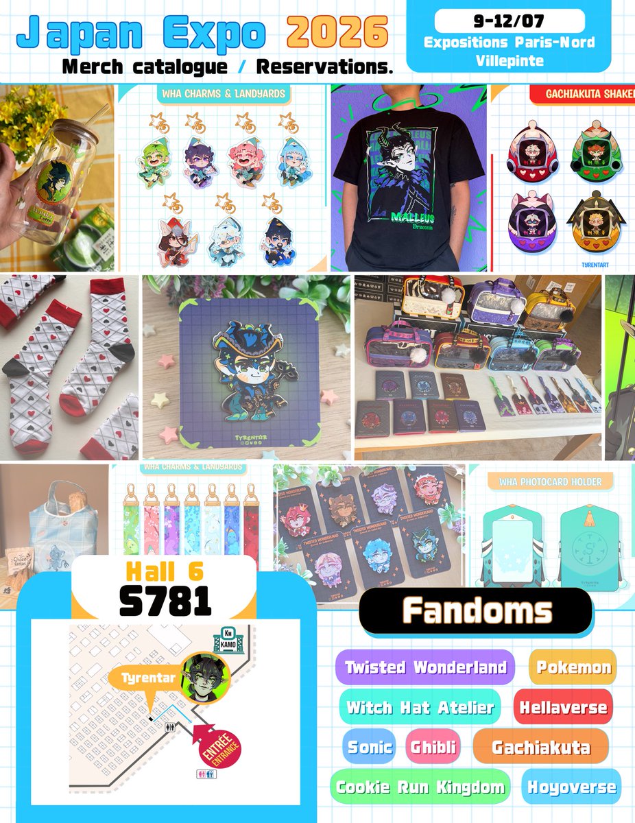 Tyrentar's tweet photo. Here’s my catalog for Japan Expo 2026, which takes place from July 9th to 12th in Paris

Reservations are open until Tuesday 30th, so don’t hesitate to book if you don’t want to miss outs ✨👀 https://t.co/KVALGo0wDX