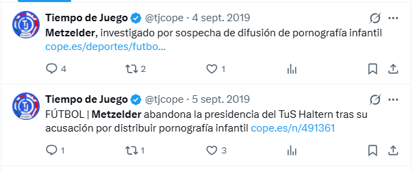CholismoStats's tweet photo. @tjcope Cuando un exjugador del Real Madrid fue supuestamente pillado en posesión de pornografía infantil, se os olvidó comentar que era exjugador del Real Madrid.
Ay, qué despiste.... ;-) https://t.co/Z4vQatCLaH