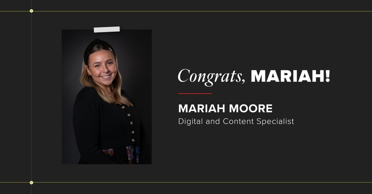 hironsandco's tweet photo. Mariah Moore knows what it takes to make a digital campaign stand out. 💻 We’re all very happy to celebrate her promotion to digital and content specialist.
  
Join us in giving her a huge round of applause! 👏 https://t.co/CHsRLIP4W3