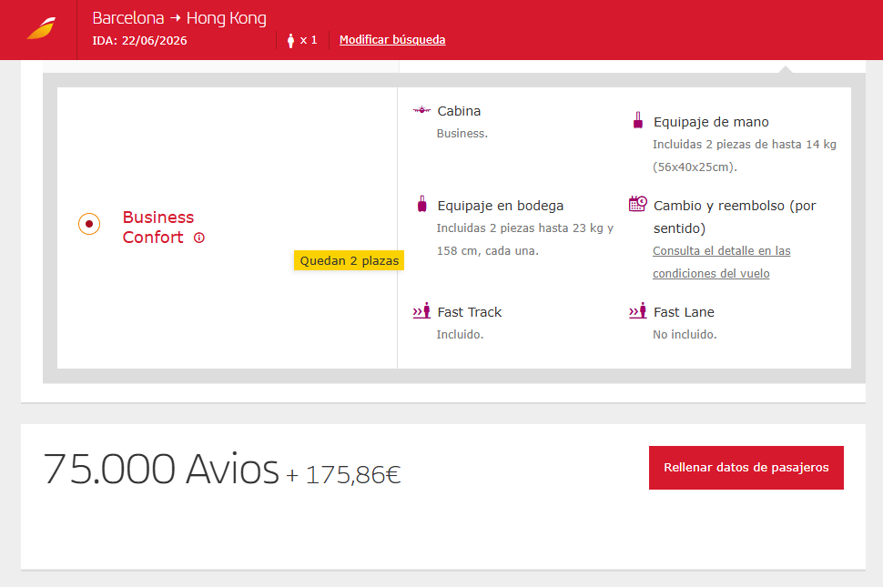 GuiaLowCost's tweet photo. Luego no me digáis que con #Avios no hay disponibilidad última hora...

Para HOY
Barcelona a Hong Kong en BUSINESS
El vuelo sale en 4 horas... https://t.co/g36d0uQTdO