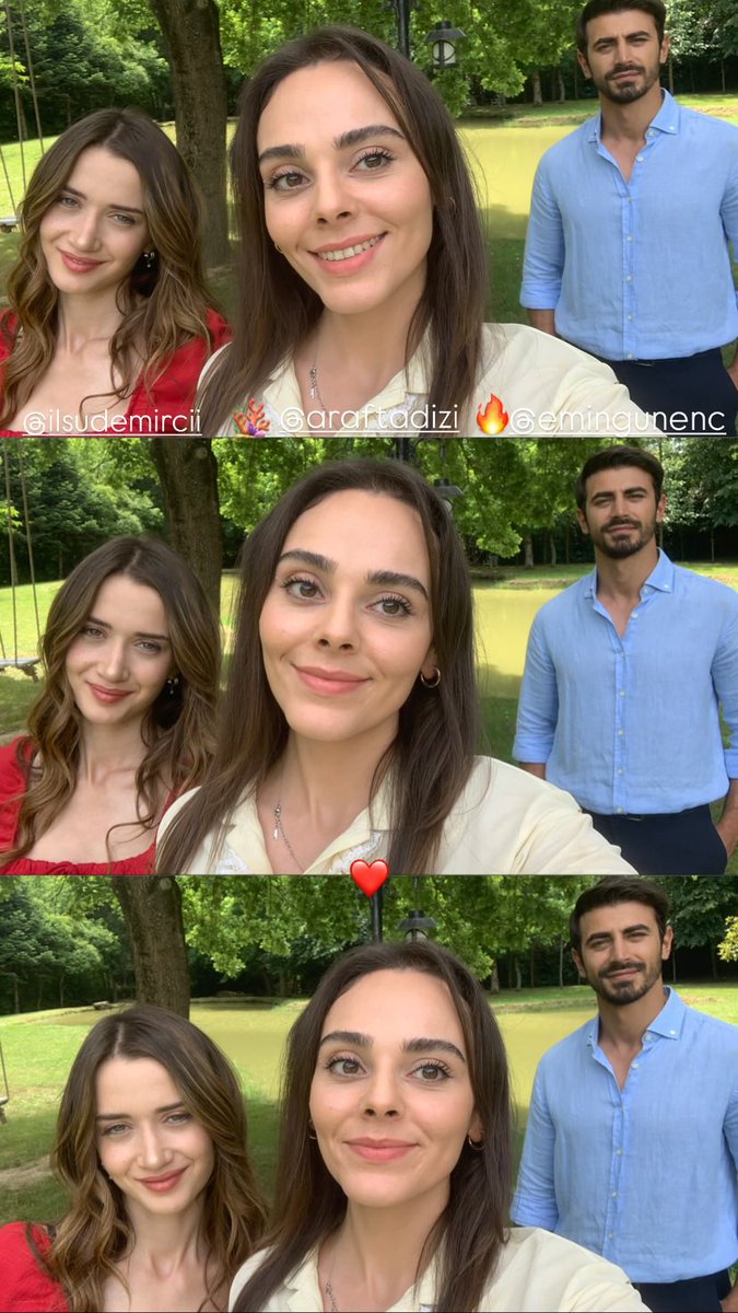 ilsudaily's tweet photo. 📲 New pics of #lIsuDemirci with #EminGünenç and Betül Asel on the set of #Arafta Season 2💚 https://t.co/CZj5t8X9pd