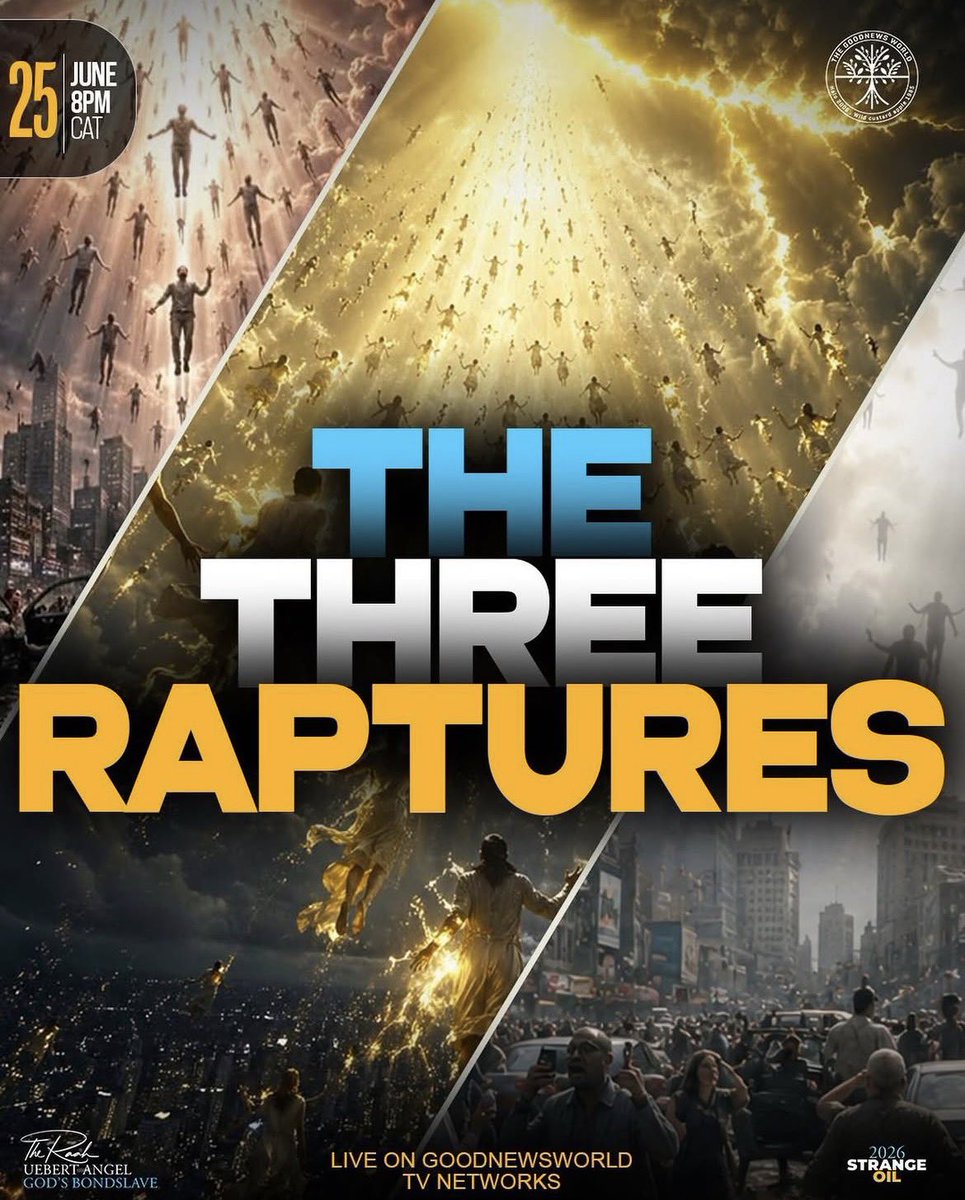 UebertAngel's tweet photo. 🚨🚨🚨
THIS MESSAGE MAY OFFEND TRADITION  

For generations, many have preached only one rapture.

But what if the Scriptures reveal three distinct raptures?

This Thursday at 8:00 PM (CAT) we will open the Bible and let Scripture speak for itself.

Don’t miss this eye-opening teaching.

🔥 THERE ARE 3 RAPTURES 🔥