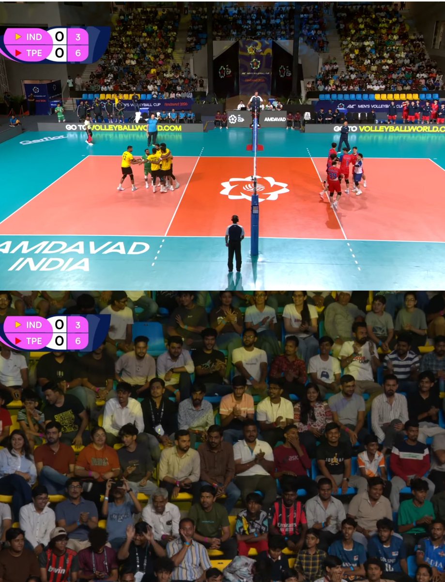 TheKhelIndia's tweet photo. Full house for Indian Volleyball in Ahmedabad 🤩🏟️ https://t.co/s4YBgvSxFV