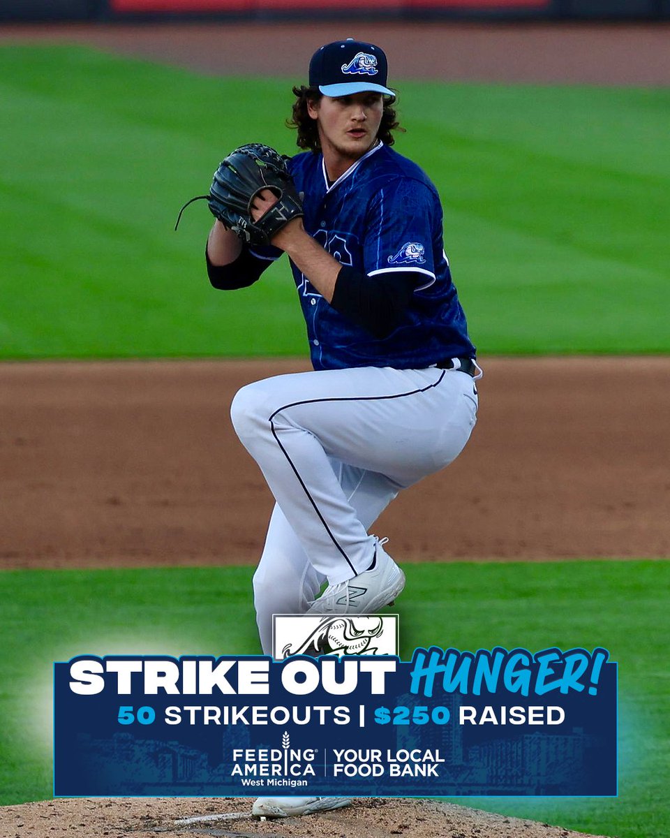 wmwhitecaps's tweet photo. We're helping to #StrikeOutHunger!

For every strikeout Whitecaps pitchers record at home, $5 is donated to @feedingwestmich!

Last week, we struck out 50 Lugnuts, which means another $250 donated! https://t.co/jxE6aNeRrq