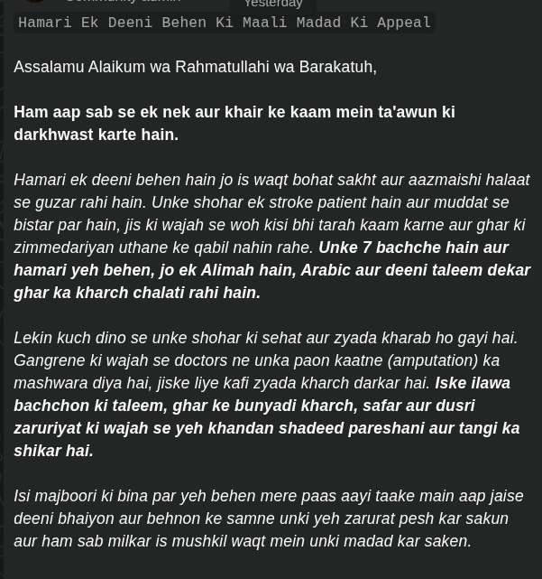 opsbuild's tweet photo. Agar aap madad kar sakte hain to zaroor karein. Allah Azzawajal unki pareshani door farmaye aur unke liye asaaniyan paida farmaye. Aameen. https://t.co/O9JvzN1NV7