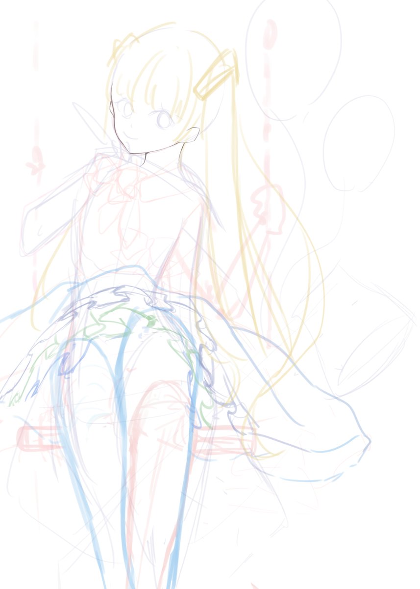 D_forecast25's tweet photo. 新規イラスト線画中・・
こんな力技フリルで大丈夫か？線画工程しにそうw https://t.co/h7BsNhq5Gf