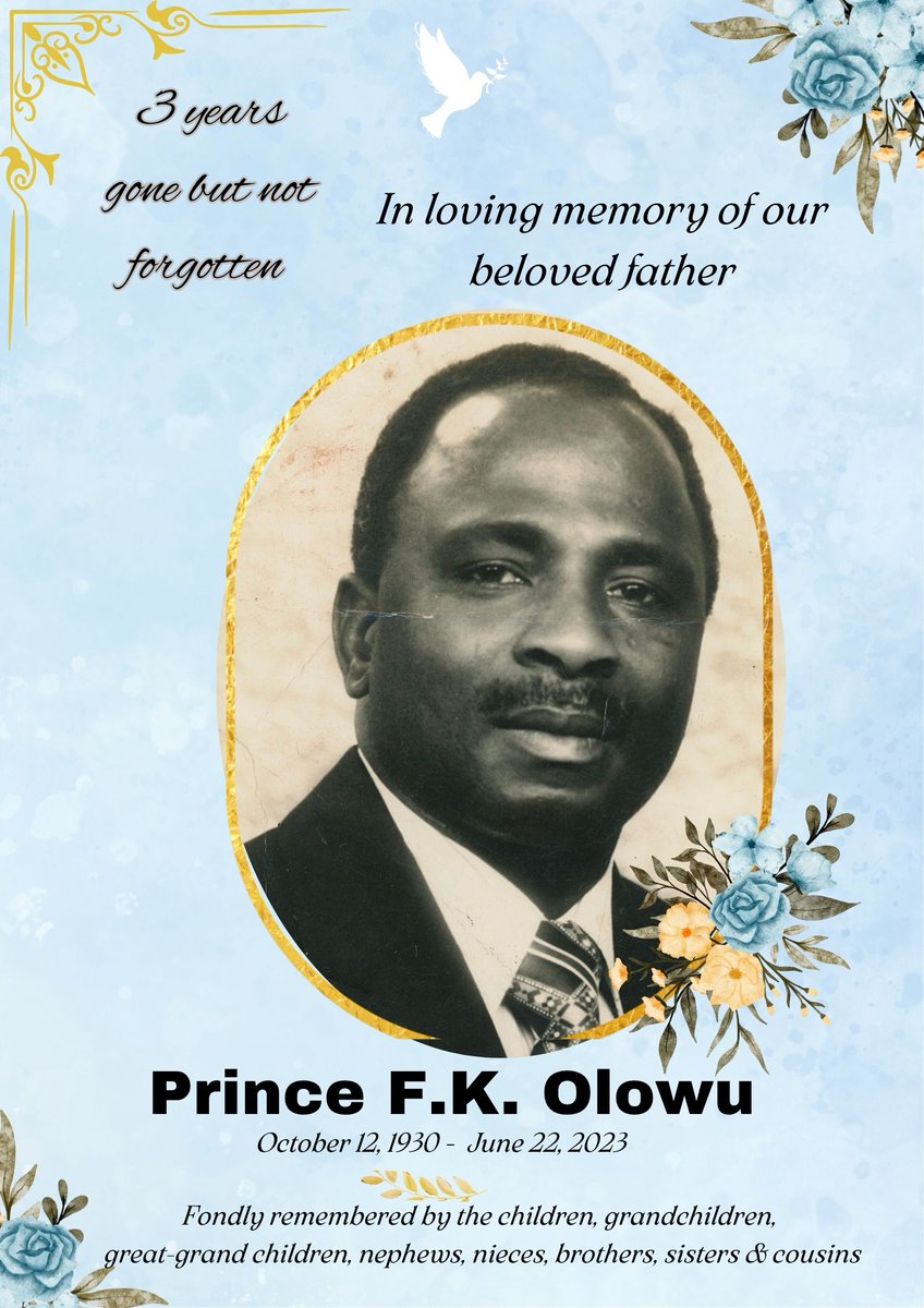 PR_Dreamflite's tweet photo. You may be gone 3 years, but you're certainly not forgotten. In loving memory of my Uncle, Prince F.K. Olowu.
Continue to rest in perfect peace 😇🙏 https://t.co/jOB82avmls