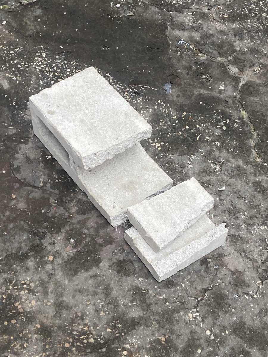 JavlexP's tweet photo. I was sharing a cinder block as a smoking stool and the only other smoker in my apartment building (antisocial) came outside, saw me, and walked back in. I come back for cigarette 2 and find this: https://t.co/ifZh6soVpe