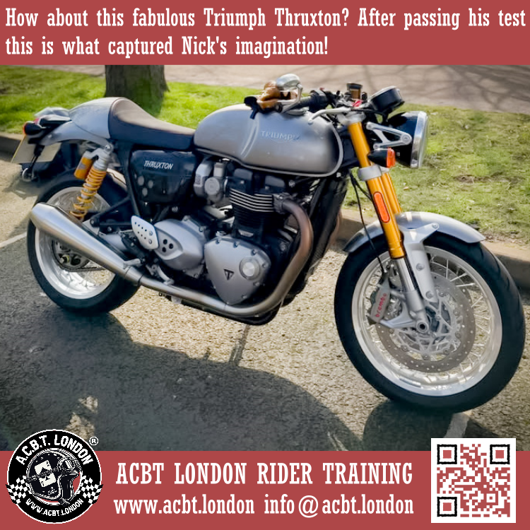 AcbtLondon's tweet photo. Here's another beauty, Nick's Triumph!
How Triumphant would you feel with this?
🌏 https://t.co/FzLEtojId7 ☎️ 0208 331 1103
#fulllicence #motorcycleinstructor #motorcycles #london #londonbiker #ukbiker #bikerlife #triumph #triumphthruxton #motorcycletraining #das https://t.co/02zrwlRS8b