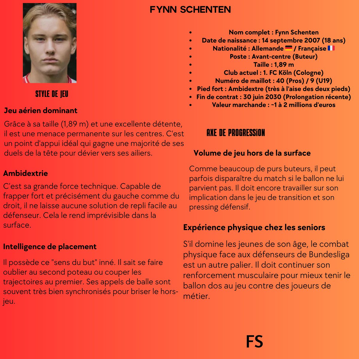 Flo_Scout2's tweet photo. Avec son mètre 89, il possède ce profil de neuf à l'ancienne, capable de peser sur une défense, mais avec la mobilité d'un attaquant moderne.
5 matchs 6 buts en #youthleague cette saison. #Germany #FCKOLN https://t.co/7Gc21LNiAZ