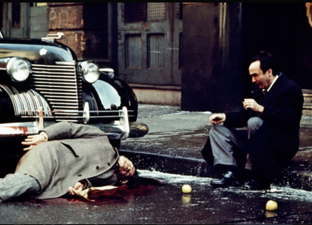 Prabhashxx's tweet photo. Michael Corleone sits with Sollozzo and Captain McCluskey in a Bronx restaurant.
The tension builds slowly, punctuated by the sound of a train, before Michael makes a life-altering choice.
 Film's finest as it mark Michael's transformation from reluctant outsider to mafia leader https://t.co/7nuWgaDV1o