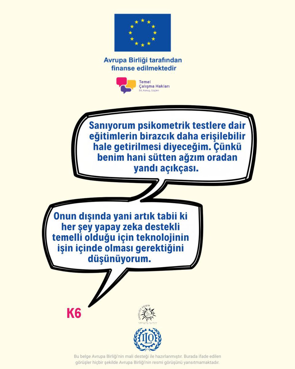 engelsizerisim's tweet photo. 💬 Bugün, öncelikli geliştirilmesi gereken araçlar ve sistemler üzerine katılımcıların görüş ve önerilerine odaklanıyoruz.

Katılımcı ifadeleri, erişilebilir kitap, eğitim materyali, ulaşım sistemi, psikometrik testler ve teknolojik araçların kör psikologların mesleki gelişimi ve çalışma yaşamına eşit katılımı için kritik olduğunu gösteriyor.

❗Erişilebilirlik, sonradan eklenen bir destek değil; eğitimden meslek yaşamına uzanan bütün süreçlerde baştan planlanması gereken temel bir hak.
