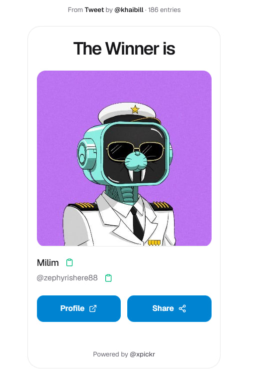 khaibill's tweet photo. Congrats Winner, i submitted to Rally

@zephyrishere88  0x16c43757f3979133b60c57a639421d1b7b4d8a3f https://t.co/bD623vQ9NU
