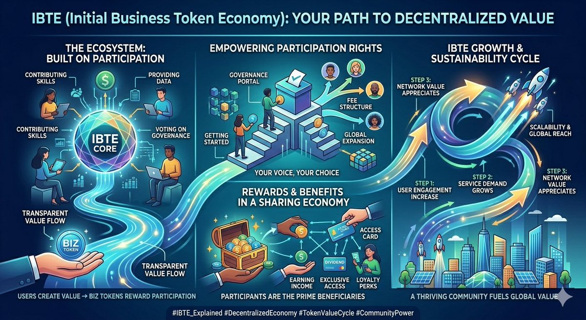 Sameera1812's tweet photo. #InterLink #ITLG #ITL 
1. What are Business Tokens?
Think of business tokens as digital keys to a local or global ecosystem. Instead of traditional points or shares, these tokens represent digital value within a platform. They can be traded, saved, or used to access services, turning regular users into active stakeholders.
2. Empowering Participation Rights
Holding tokens isn't just about ownership; it's about having a voice.
Voting Power: Shape future plans and influence platform decisions.
Community Governance: Help decide how the ecosystem evolves.
3. Rewards & Benefits
When the ecosystem wins, you win. Token holders can unlock exclusive perks:
Earning Income: Receive dividends or loyalty bonuses.
Exclusive Access: Unlock special services, premium features, or discounts.
4. The Ecosystem Value Cycle
IBTE thrives on a continuous loop of growth:
User Engagement Increases: More people join and contribute skills or data.
Service Demand Grows: Higher utility increases the token's real-world necessity.
Network Effects: A thriving community fuels global value appreciation, benefiting everyone involved.