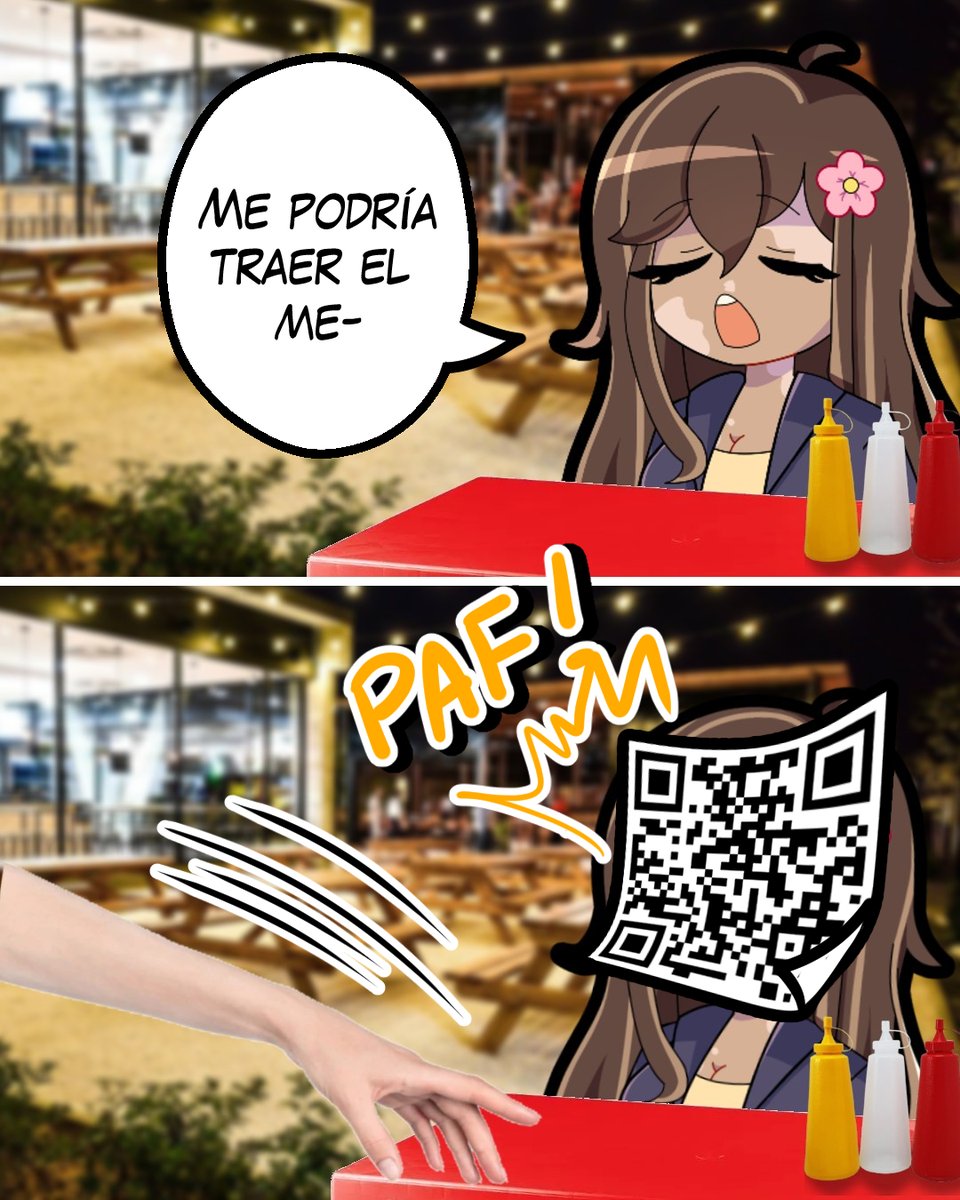 Tortieza's tweet photo. Odio los códigos QR de los restaurantes! 
Yo vine a ver el menú en mi librote para sentirme fina 🌸🌸🌸 https://t.co/fS9Jl54tjP