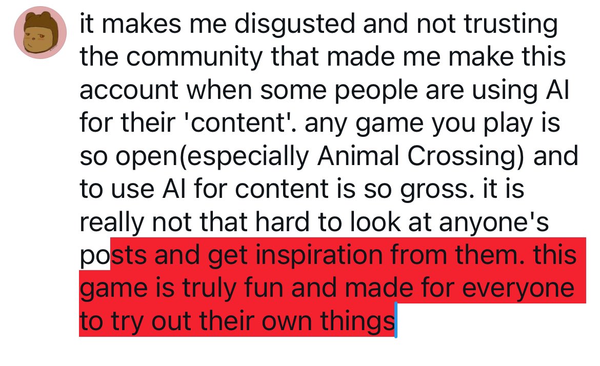 ardenplayz's tweet photo. I'm going to leave this here. let's be better for ourselves and our future if that's what you want

#banAI #videogames #ACNH #TheSims4 #DDV #Minecraft https://t.co/JZREwtXnxk