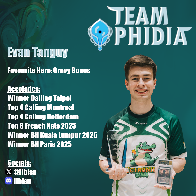 TeamOphidia's tweet photo. Evan is our resident juggernaut, as he and his Gravy have been quite near unstoppable (7 cards hands don't count) !

But Evan has also been proficient in the Limited scene, and has proved himself to be one of the best FaB player out there.

Will he dominate in Paris ?!

#fabtcg https://t.co/izFCFdwJBX