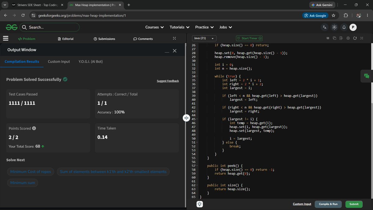 _kumar_pratham's tweet photo. Day 22 of #SDESheetChallenge -
Implement Max Heap
K-th Largest Element in an Array
Maximum Sum Combination
Focused on - Heaps, Priority Queues & Top-K Problems.
@takeUforward_ @striver_79
#DSA #LearningInPublic #Heap #PriorityQueue #Algorithms #ProblemSolving #SDESheetChallenge https://t.co/kagQd4ekhc