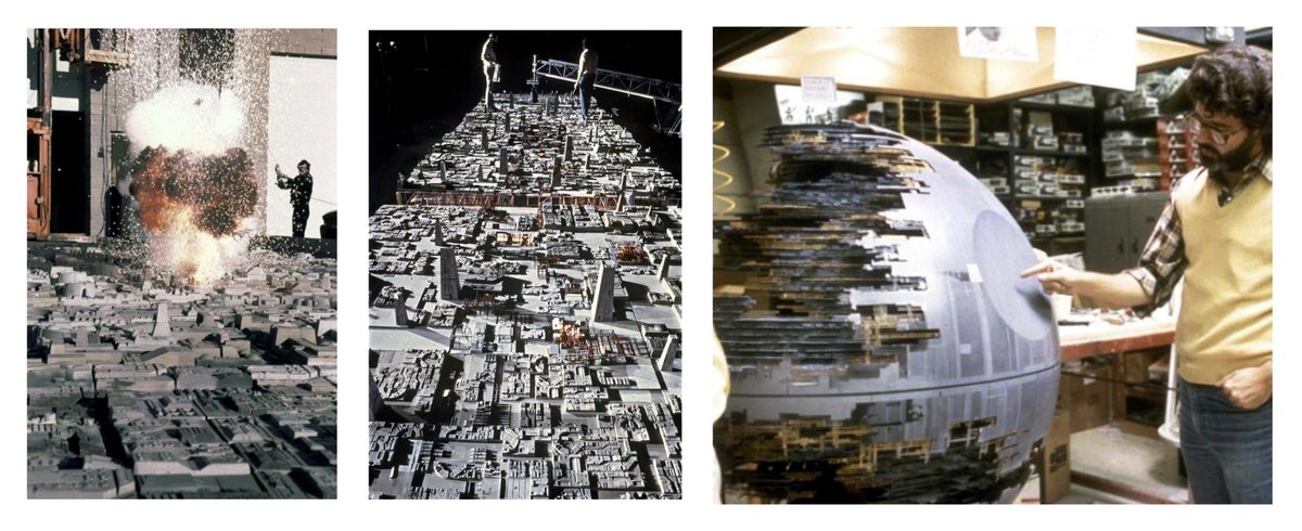 MGecko117's tweet photo. This is something the scale modelers who worked on Star Wars mastered almost half a century ago

At 100 meters away, you see buildings on the hull

At 1 kilometer away, you see entire districts of structures

At 10 kilometers away, those districts become texture

They understood how detail compresses with distance and scale, and how to abstract it properly

Sadly, this art has largely been lost because many modern 3D artists are obsessed with showing detail and geometry at every scale to demonstrate their technical “skill,” without realizing that doing so often makes their work look less believable and, ironically, less professional