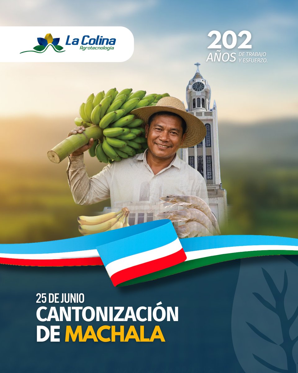 lacolinacialtda's tweet photo. Celebramos los 202 años de #cantonización de #Machala, renovando nuestro compromiso con el desarrollo productivo, y el crecimiento de toda la provincia de #ElOro. 💛🌱 https://t.co/LvObcgfuOW