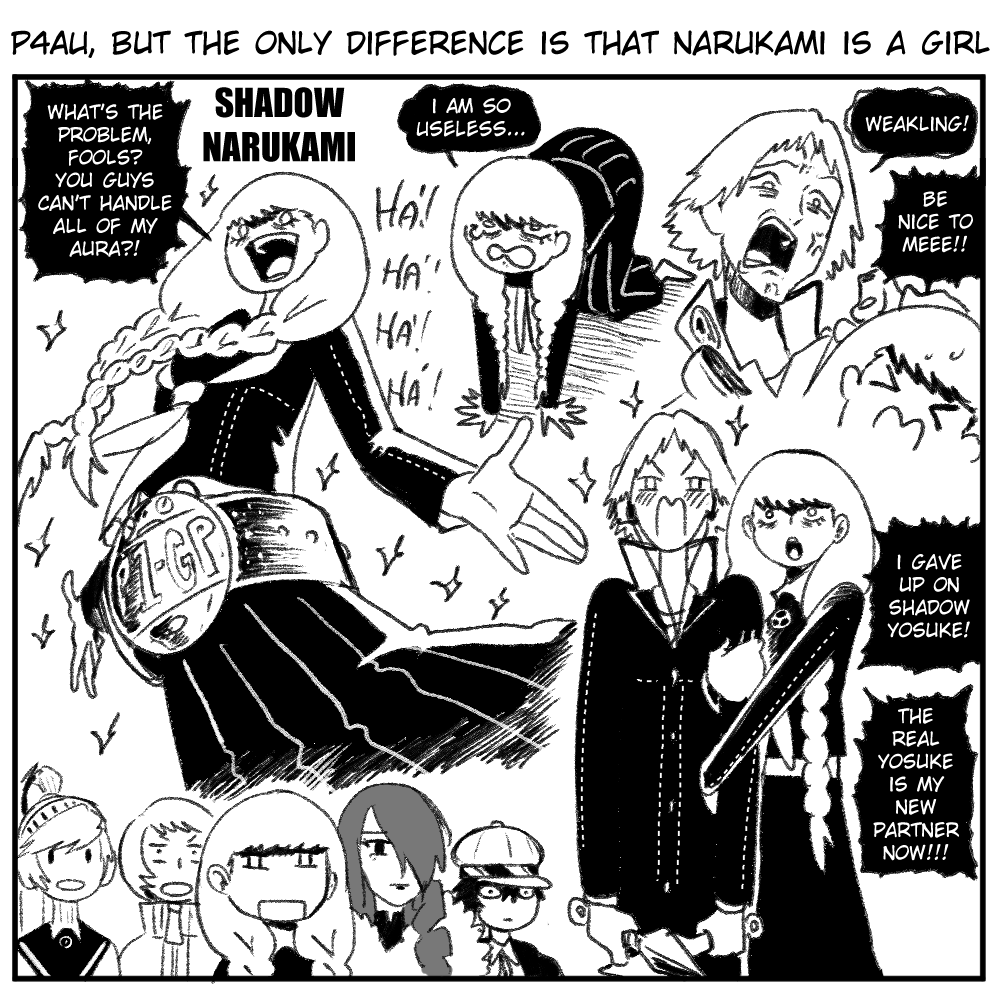 wanderjegson's tweet photo. Persona 4, but the only difference is that Narukami is a girl (15) (Arena Ultimax edition featuring Persona Q) https://t.co/rJMQtFc8Ij