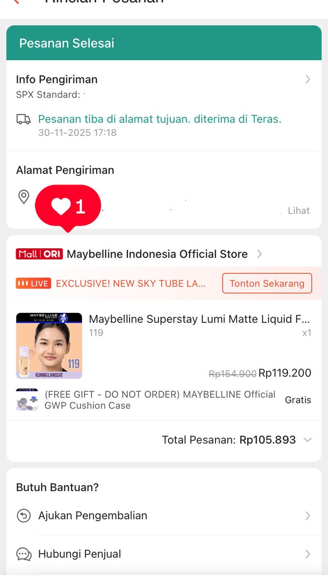 Midthorn's tweet photo. wts preloved maybelline foundation lumi matte shade 119 

dom jatim
💵 50k 
exp 07 2028
avail co oyen 🍊

pl karena udh move ke skintint

#wts #zonauang #zonajajan #zonabu https://t.co/kVvrrzH8Wn