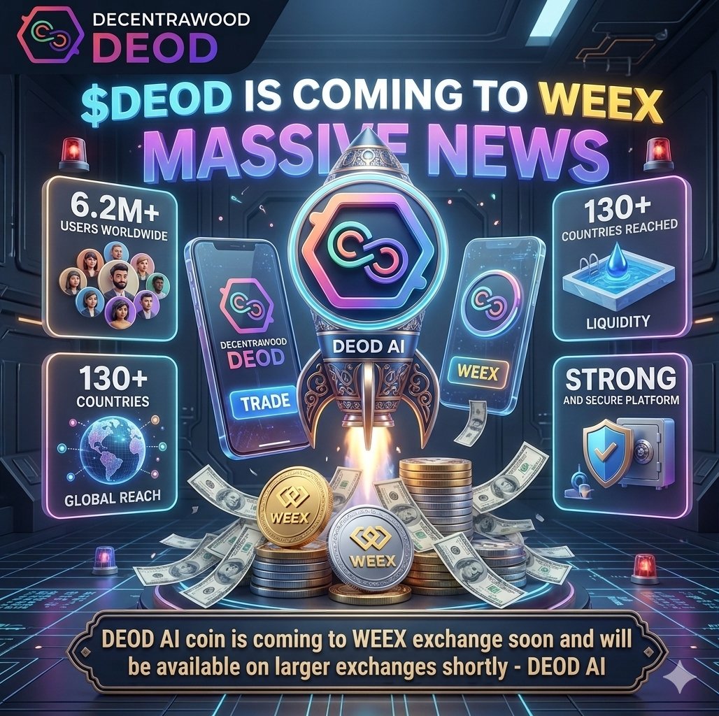 shibabosss's tweet photo. Massive Update! $DEOD is officially coming to WEEX exchange! This is just the beginning of our journey to major global exchanges. Get ready for the next level of growth and security! 💎📈 #DEOD #DEODAI #WEEX #CryptoNews #Bullish"
@decentrawood https://t.co/WV5UYNDcmr