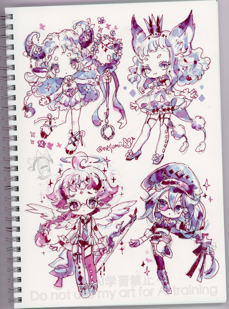 nesumii's tweet photo. ✒️万年筆インクで創作ミニキャラちゃん https://t.co/u3wrh0fgln