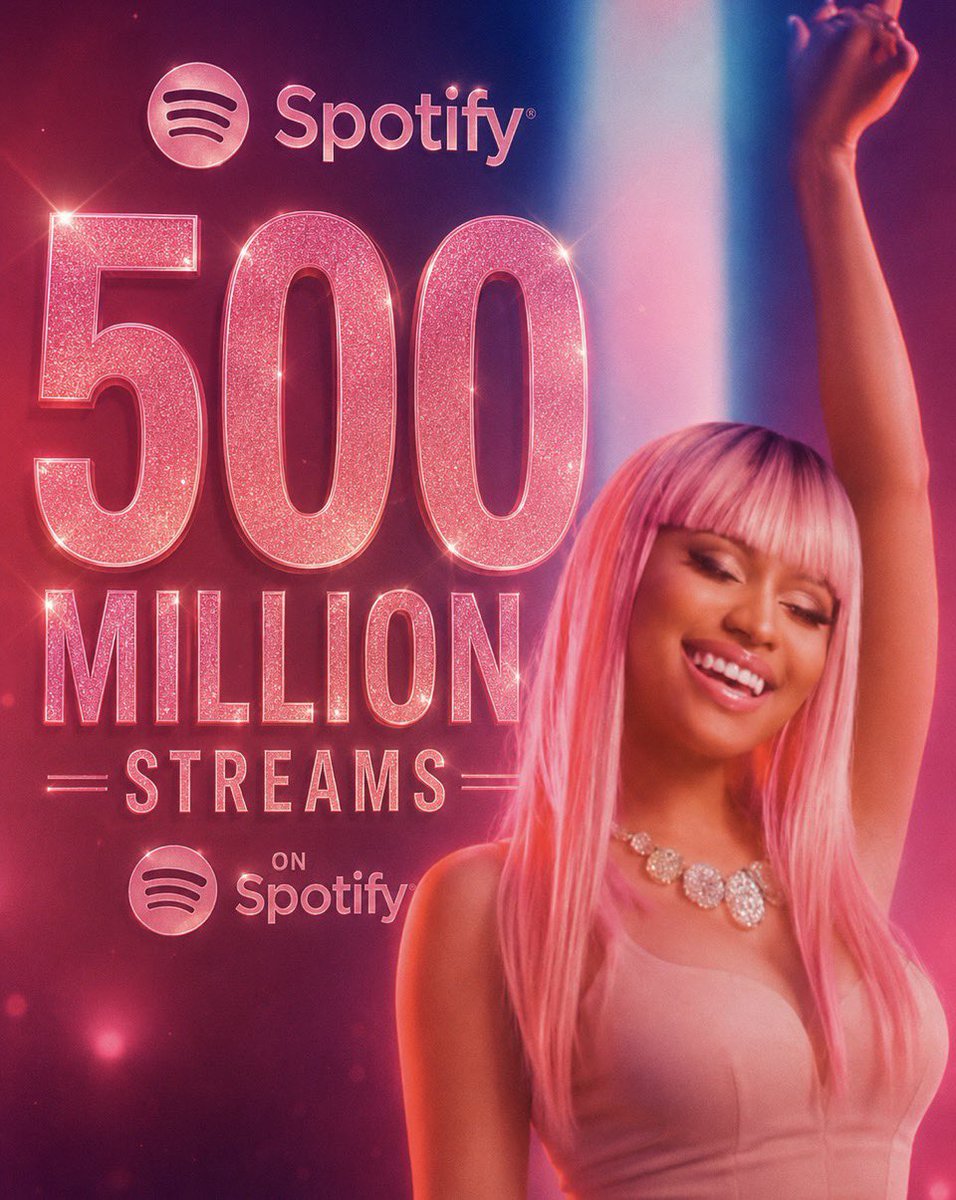 NickiCraveX's tweet photo. “The Night Is Still Young” by Nicki Minaj has officially surpassed 500 million streams on Spotify. https://t.co/ktUQhHM4Gr