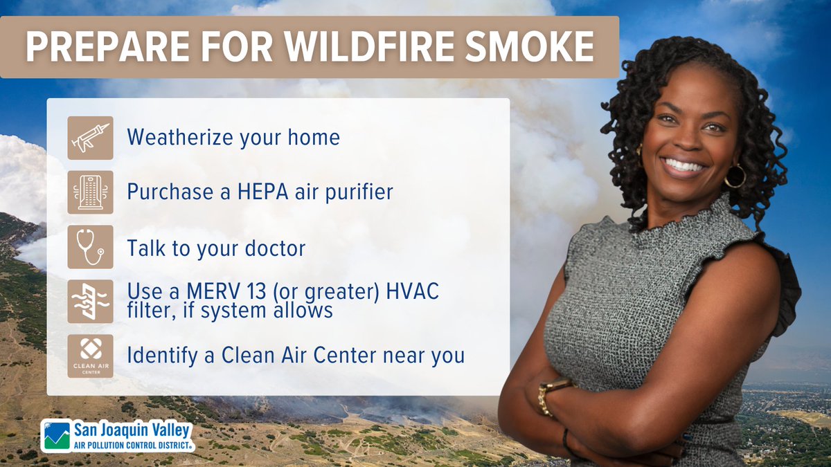 ValleyAir's tweet photo. Don't wait until wildfire smoke is in the air. Be prepared ahead of time by taking simple steps to protect your home and your family from harmful smoke exposure. Visit https://t.co/6PbyzAyYw2 to learn more. https://t.co/wE2RyZzly7