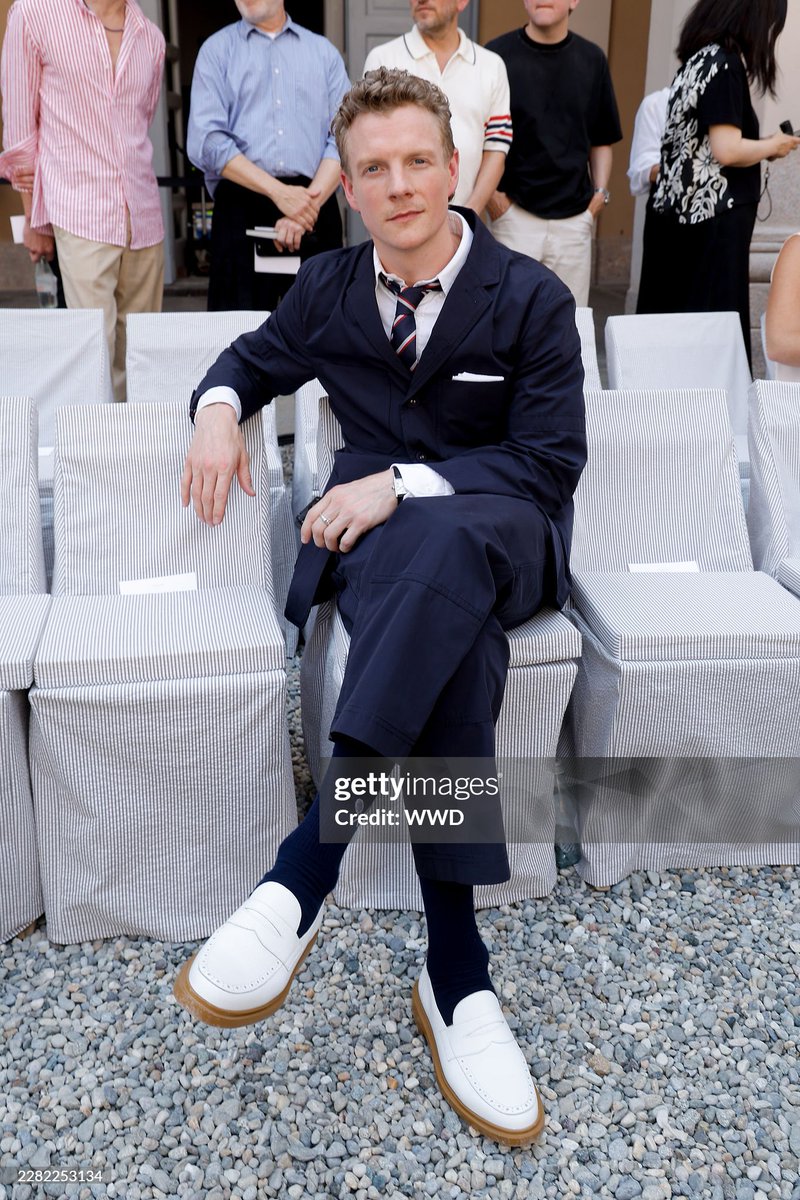 centralpgibson's tweet photo. Patrick Gibson at the Thom Browne fashion show as part of Milan Men's Spring-Summer 2027 fashion week, today, on June 22, 2026 in Milan, Italy. https://t.co/HxxbSpD9d1