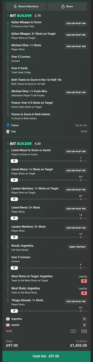 WayneProUK's tweet photo. Level :Hard🤲

Proper hard levels this Acca . 🇦🇷Arg and France 🇫🇷  combined acca 

Fingers crossed, lads 🤞🍀⚽💸 https://t.co/DCmo15QI4H