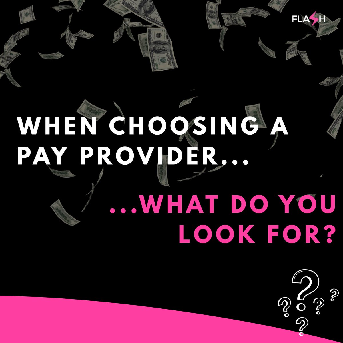 FlashModelPay's tweet photo. When choosing a pay provider, what do you look for?
- Support?
- Low Fees?
- Transparency?
- Fast Payments?
At FLASH, we are proud to offer all of these and more!
#FLASH #webcammodels #financialfreedom #FLASHModelPay https://t.co/ogt27xJhKU
