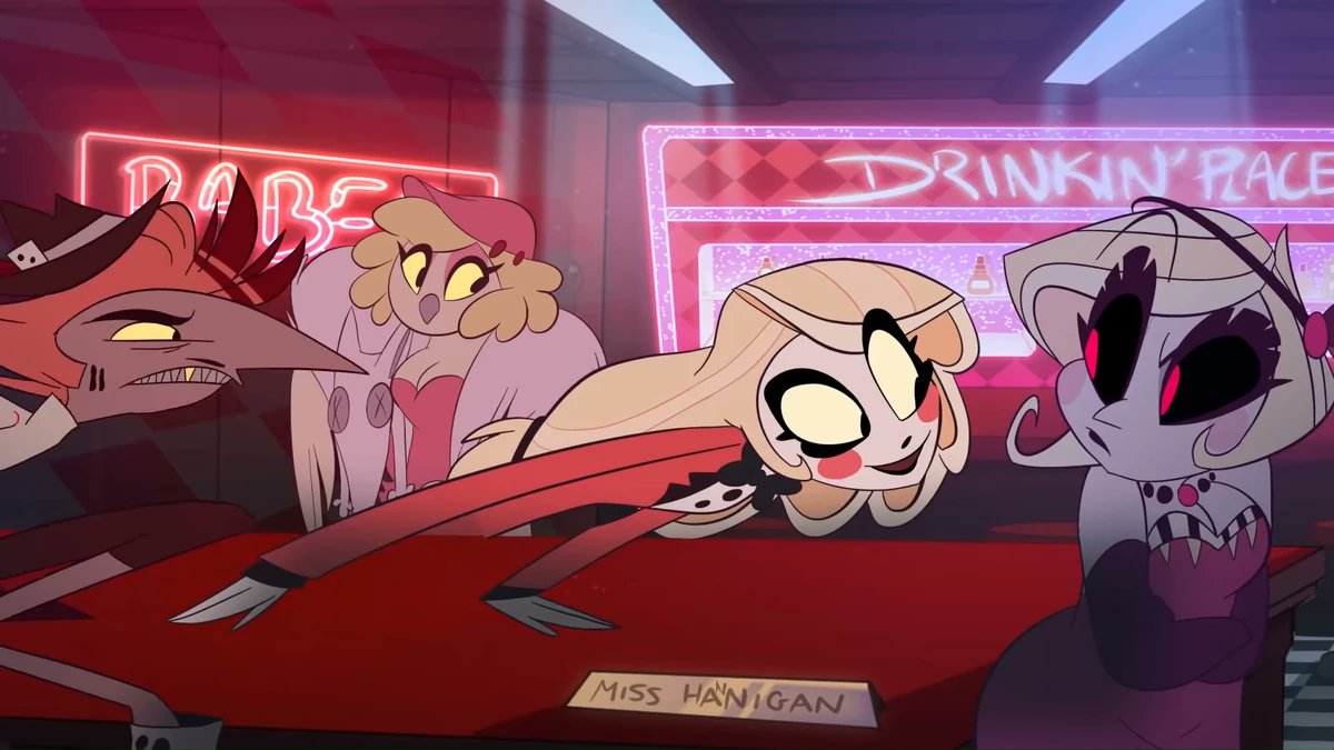 radioecho17's tweet photo. With it confirmed that we're going to at least have some Mimzy next season, and Rooster being at the Hotel, I would love if we could see more of her bar/club! #Hazbin https://t.co/M2Y1P7kugP