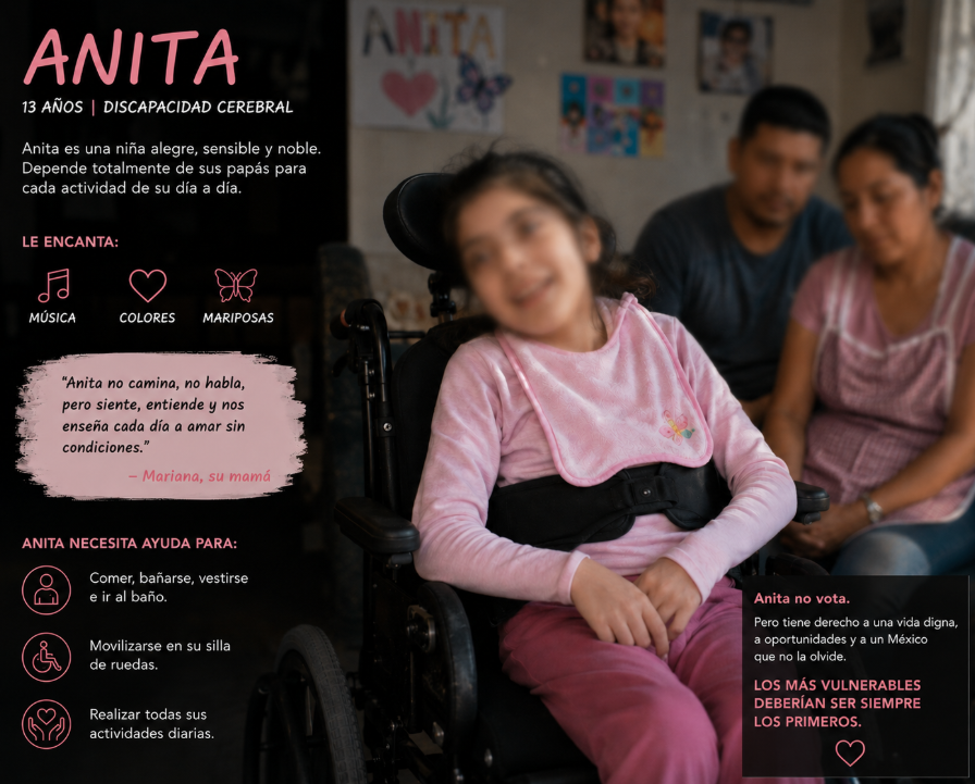GhalebKrame's tweet photo. Testimonios Reales #Mexico2030 | No. 001

👨‍👩‍👧 Ayer fue Día del Padre. Pero no para todos fue igual.

Pedro y Mariana son los mejores padres que conozco. Son los papás de Anita, una niña de 13 años con discapacidad cerebral.

❤️ Como ellos, existen cientos de miles de padres y madres en México que dedican su vida al cuidado de hijos con alguna discapacidad.

♿ Anita está confinada a una silla de ruedas y requiere ayuda total para comer, ir al baño, moverse y realizar prácticamente cualquier actividad. Es completamente dependiente.

🚕 Pedro es taxista y con frecuencia se retrasa en entregar la cuenta diaria a su patrón.

🏫 Cuando no puede llevar a Anita al CAM (centro de educación para  personas con capacidades diferentes) porque coincide con la hora pico para conseguir pasaje, Mariana tiene que recorrer el trayecto empujando la silla de ruedas por 40 minutos.

🚌 A veces los choferes de transporte público no se detienen. Otras veces no hay quien ayude a Anita a subir o bajar del camión.

🍽️ Mientras Anita está en el CAM, Mariana corre para tomar otro camión y llegar a su trabajo ayudando en una cocina económica. No gana mucho, pero algo es algo.

⏰ Sale tarde.

👨‍👧 Pedro tiene que recoger a Anita sí o sí y llevarla de vuelta a casa hasta que Mariana regresa.

🌙 Después entrega el taxi, cena algo de lo que Mariana le lleva de la cocina y sale nuevamente a trabajar el turno nocturno en un OXXO.

😴 Pedro duerme entre 4 y 5 horas al día.

😔 Mariana tiene apenas 32 años, pero parece mucho mayor. Los desvelos y el esfuerzo pasan factura.

⚠️ Pedro, con 36 años, ya enfrenta obesidad y los primeros síntomas de diabetes.

🗳️ Anita no vota.

💰 En México, una persona con discapacidad recibe alrededor de $3,000 pesos bimestrales, mientras que un beneficiario de "Jóvenes Construyendo el Futuro" recibe $9,582 pesos mensuales.

❓La diferencia resulta difícil de justificar.

Una persona no elige nacer con una discapacidad.

Pero sí puede elegir estudiar, capacitarse o trabajar.

🗳️ Los "ninis" votan.

Anita y millones de personas con discapacidad, no.

📊 Toda sociedad revela sus prioridades a través de su presupuesto.

Y cuando quienes enfrentan las mayores dificultades reciben menos apoyo que quienes tienen más opciones, es legítimo preguntarse si esas prioridades están en el lugar correcto.

🇲🇽 Los más vulnerables deberían ser siempre los primeros.

Morena presume humanismo, pero ha relegado a quienes más apoyo necesitan.

✅ Por eso, en #Mexico2030 las prioridades serán distintas:

♿ Becas y apoyos dignos para las personas con discapacidad y sus familias.

👨‍👩‍👧 Programas de apoyo para cuidadores que hoy sacrifican su salud, su tiempo y sus oportunidades para atender a sus seres queridos.

🚍 Transporte verdaderamente accesible para que ninguna madre tenga que empujar sola una silla de ruedas durante kilómetros.

🏥 Atención médica, rehabilitación y medicamentos garantizados.

🎓 Las becas estudiantiles se mantendrán, pero con meritocracia: asistencia comprobada, permanencia escolar y aprovechamiento académico. El apoyo público debe incentivar el esfuerzo, no la dependencia.

🤝 Más recursos para quienes enfrentan las mayores barreras de la vida y menos para la construcción de clientelas electorales.

Porque una nación no se mide por los discursos que pronuncia, sino por cómo trata a quienes más la necesitan.

Y hoy, Anita merece mucho más.

Registrate a MEXICO 2030. Una plataforma apartidista, de ciudadanos para ciudadanos. 

📊 El equipo de #ReporteKrame recopila, clasifica y analiza de manera altruista las propuestas, ideas y soluciones ciudadanas que los mexicanos comparten en:

🇲🇽 https://t.co/lIL2zyTQGT

Porque los problemas de México no se resolverán escuchando únicamente a políticos o burócratas, sino incorporando la experiencia, el conocimiento y las necesidades de millones de ciudadanos.

💡 Cada propuesta cuenta.
📈 Cada idea se analiza.
🤝 Cada voz suma.

Construyamos juntos las soluciones que México necesita para llegar a #Mexico2030.