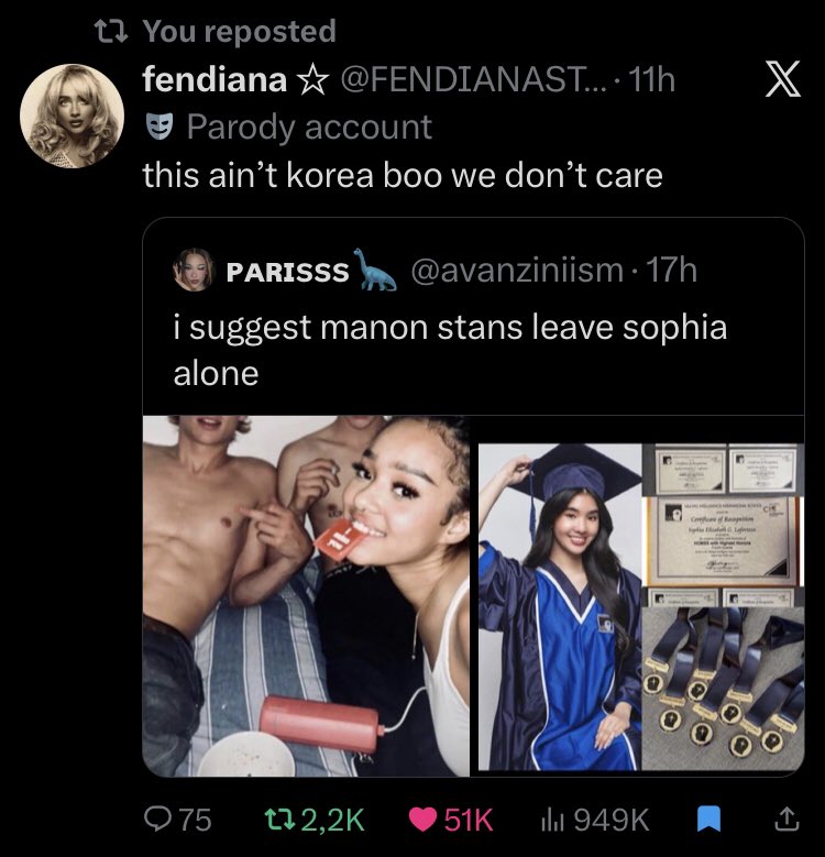 pinkmanzie's tweet photo. Every time those duds try to start a hate train against Manon, it backfires 😭 She’s really the people’s princess https://t.co/Or7IPTm9pu