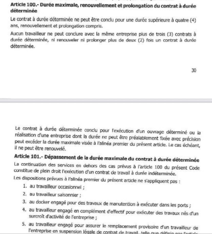 Noo_IDcard's tweet photo. 🔴 CDD : ce que prévoit réellement le projet de Code du Travail

Contrairement à certaines interprétations, le projet de Code du Travail ne prévoit pas des contrats à durée déterminée (CDD) de 4 ans renouvelables trois fois.

Le texte fixe plutôt trois limites :

1. La durée totale d’un CDD ne peut pas dépasser 4 ans, renouvellements et prolongations compris.

2. Un salarié ne peut pas conclure plus de trois CDD avec la même entreprise.

3. Un même CDD ne peut être renouvelé ou prolongé plus de deux fois.

Ainsi, un CDD d’un an peut être renouvelé dans la limite de ces règles, tandis qu’un CDD de deux ans peut être renouvelé une fois pour atteindre le plafond de quatre ans.

Au-delà des limites prévues par la loi, la poursuite de la relation de travail entraîne automatiquement la transformation du contrat en CDI.